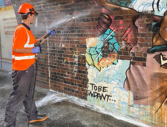 Eco-friendly graffiti removal solution works on a variety of surfaces